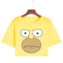 Cropped Curto T Shirt Algodão Premium homer Simpsons