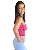 Cropped de Alça Regulável Blusinha em Lastex Blusa Feminina Primavera Verão Moda Blogueira SB