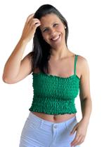 Cropped de Alça Regulável Blusinha em Lastex Blusa Feminina Primavera Verão Moda Blogueira SB