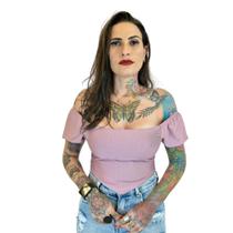 Cropped De Bico Ciganinha Manga Curta Suplex Feminina