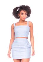 Cropped de Couro Com Alça Azul Cropped de Couro Com Alça Azul