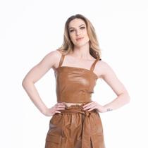 Cropped de Couro Com Alça Caramelo Cropped de Couro Com Alça Caramelo