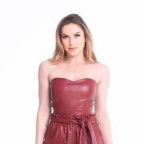 Cropped de Couro Sem Alça Vermelho Cropped de Couro Sem Alça Vermelho