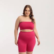 Cropped De Faixa Top Moda Plus Size Básico Feminino Suplex