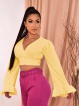 Cropped de manga larga