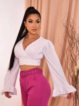 cropped de manga longa branco