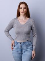 Cropped de manga longa