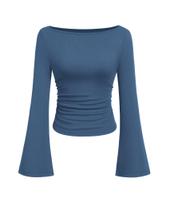 Cropped de Manga Longa PRETTYGARDEN Feminino Cinza Azul XS