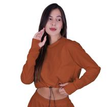 Cropped de Moletom Feminino Inverno Manga Longa - c12 LOUISE