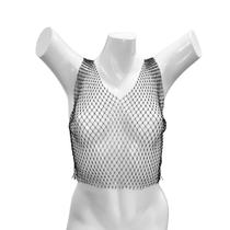 Cropped de Tela e Strass Preto Cropped de Tela e Strass Preto