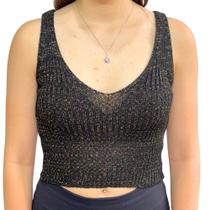 Cropped de Tricot com Fio Metalizado Cropped de Tricot com Fio Metalizado