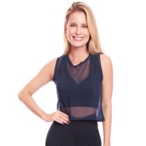 Cropped De Tule Transparente Sem Manga Regata Feminina Cropped De Tule Transparente Sem Manga Regata Feminina
