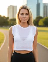 Cropped De Tule Transparente Sem Manga Regata Fitness Treino Cropped De Tule Transparente Sem Manga Regata Fitness Treino