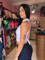 Cropped decote aberto gola branco