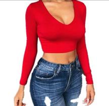 Cropped Decote Manga Longa