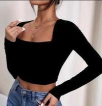Cropped decote quadradinho Casual Cropped decote quadradinho Casual