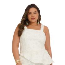 Cropped Detalhe Barra Alfaiataria Plus Size