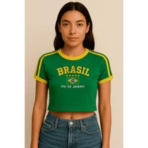Cropped Do Brasil Bandeira Bordada - Verde