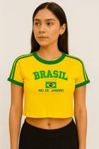 Cropped Do Brasil Bordado Feminino