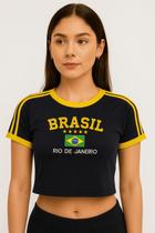 Cropped Do Brasil Bordado Feminino