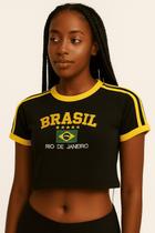 Cropped Do Brasil Bordado Feminino