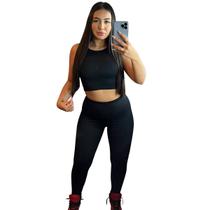 Cropped E Calça Skinny Conjunto Canelado 3d Grosso Gringa
