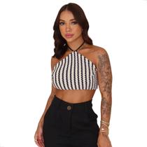Cropped em Malha Tricot Listrado Moda Praia Coleção Primavera Verão da Lunii Cropped em Malha Tricot Listrado Moda Praia Coleção Primavera Verão da Lunii
