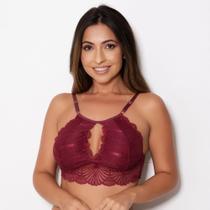 Cropped em Renda com Decote Cor:VinhoTamanho:M