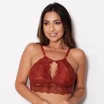 Cropped em Renda com Decote lingerie íntima conforto