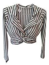 Cropped en malha branco com risca Cropped en malha branco com risca