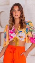 Cropped estampado amarelo