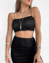 Cropped faixa renda alcinha feminino