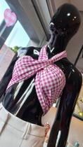 Cropped faixa xadrez rosa M