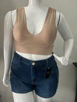 Cropped fem canelado bege TAM m, marca fashion modas Cropped fem canelado bege TAM m, marca fashion modas