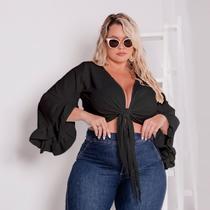 Cropped Feminina Plus Size Elegante Com Amarração Ideal Para O Verão