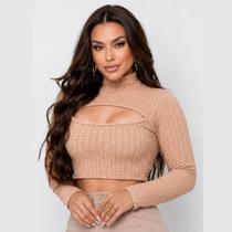 Cropped Feminino Abertura Frontal Bubble Bege M Moda Gringa Cropped Feminino Abertura Frontal Bubble Bege M Moda Gringa