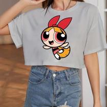 Cropped Feminino Academia 100% Agodão Meninas Superpoderosas