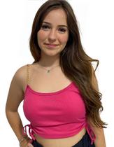 Cropped Feminino Alcinha Corrente Com Bojo canelado verão