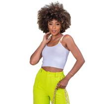 Cropped Feminino Alcinha Trançada Tricot Modal Multicolorida