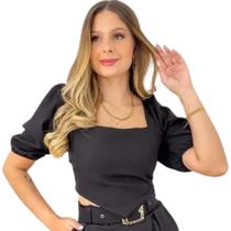 Cropped feminino alfaiataria princesa bufante