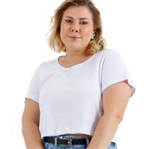 Cropped feminino básico 100% algodão blusas plus size oversized 3047a