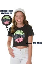 Cropped Feminino Bicho Bagunça com Strass e Escrita Neon "Have Fun" Tamanho (10ao16) Cropped Feminino Bicho Bagunça com Strass e Escrita Neon "Have Fun" Tamanho (10ao16)