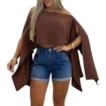 Cropped Feminino Blusa Bata Acompanha Top