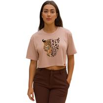 Cropped Feminino Blusinha Onça Estampada Moda Verão