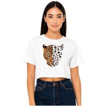 Cropped Feminino Blusinha Onça Estampada Moda Verão