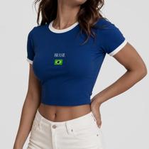 Cropped Feminino Brasil Dry Fit Slim Copa do Mundo Torcida Cropped Feminino Brasil Dry Fit Slim Copa do Mundo Torcida