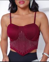 Cropped Feminino Brilho Com Bojo Moda Balada