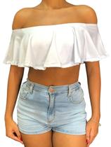 Cropped Feminino Ciganinha Babado Ombro a Ombro