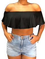 Cropped Feminino Ciganinha Babado Ombro a Ombro