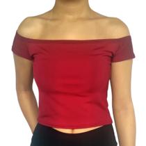 Cropped Feminino Ciganinha Ombro a Ombro Liso Suplex Pp Ao Plus Size